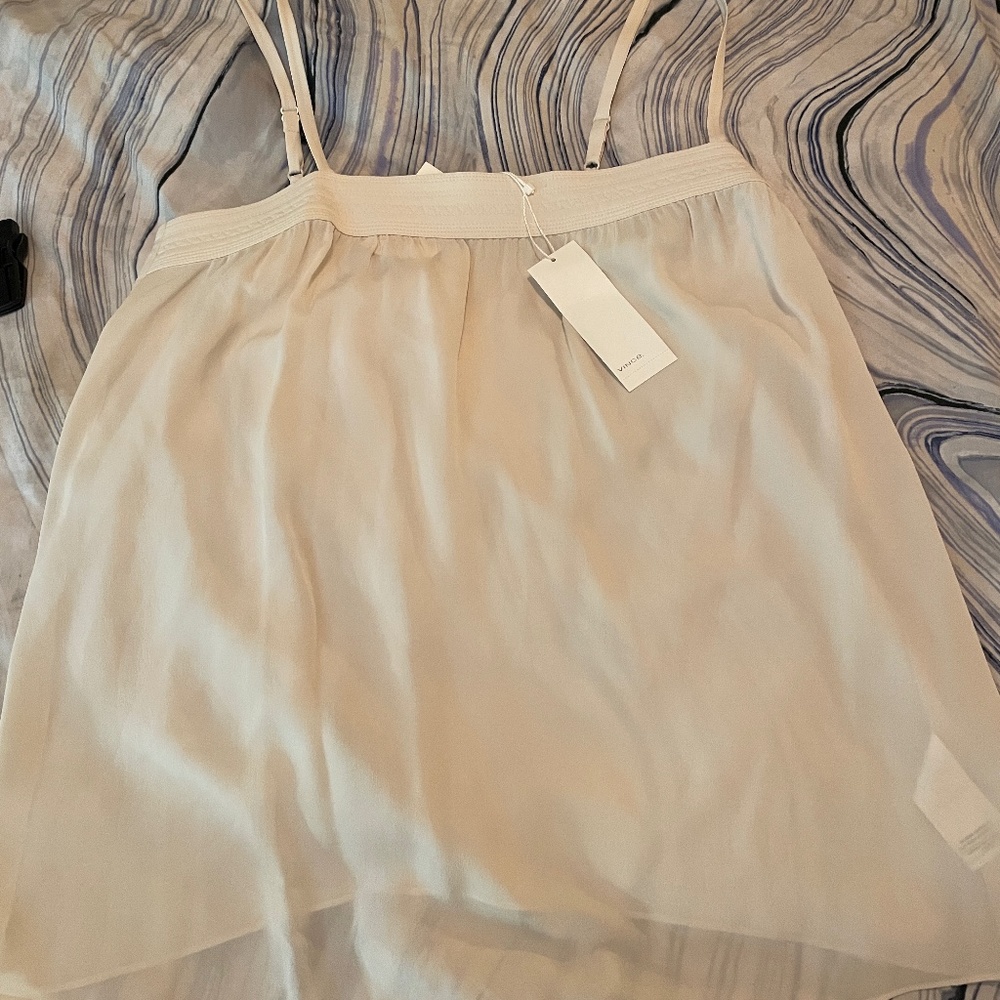 NWT Vince embroidered silk camisole white size large